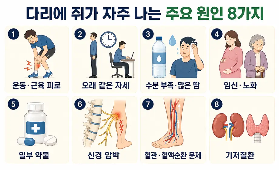 운동 수분 부족 신경 압박 등 다리에 쥐가 자주 나는 원인 8가지