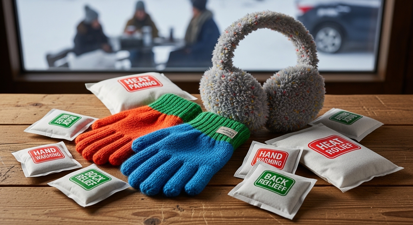 따뜻한 장갑, 귀마개, 핫팩 등 제주 겨울 야외 활동을 위한 방한 용품
