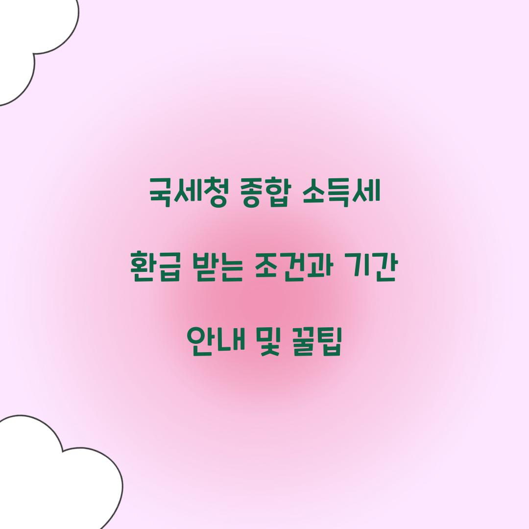 국세청 종합 소득세 환급 받는 조건과 기간 안내