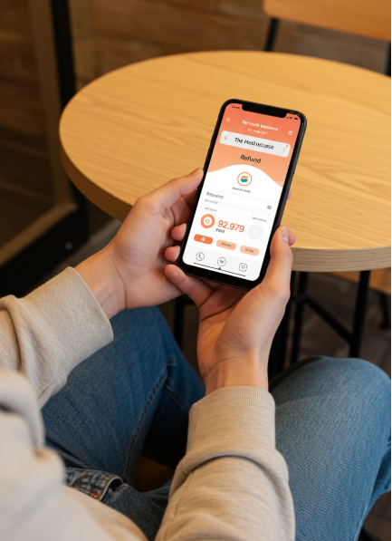 모바일 앱으로 건강보험료 환급금 조회하는 모습