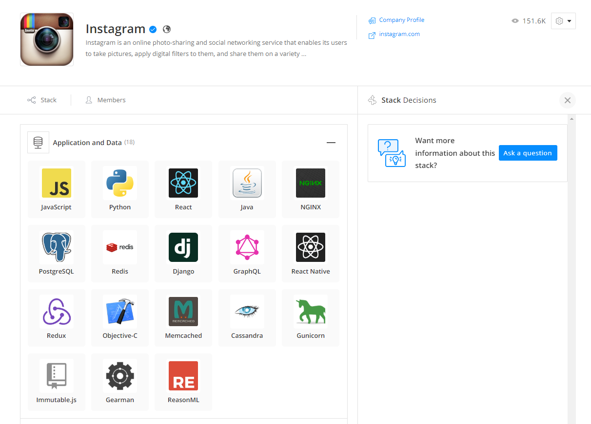 인스타그램 기술스택