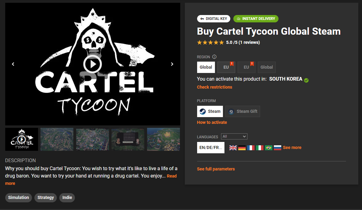 카르텔 타이쿤 한글패치 cartel tycoon korean 한국어 한글 한글버전