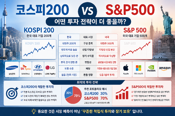 코스피200 vs S&amp;P500 투자 전략 완벽 비교