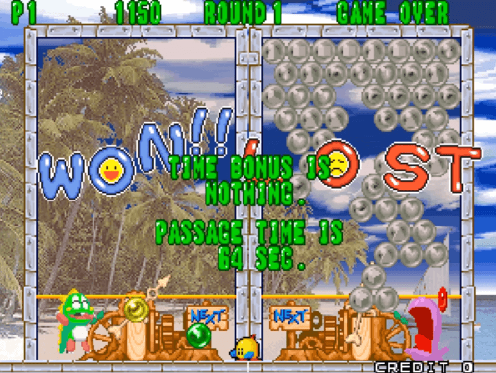 퍼즐버블2X-오락실게임-종료-화면