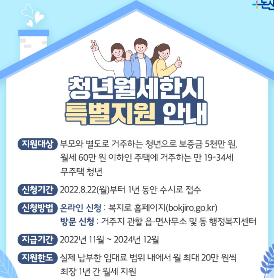 청년월세 지원 자격조건