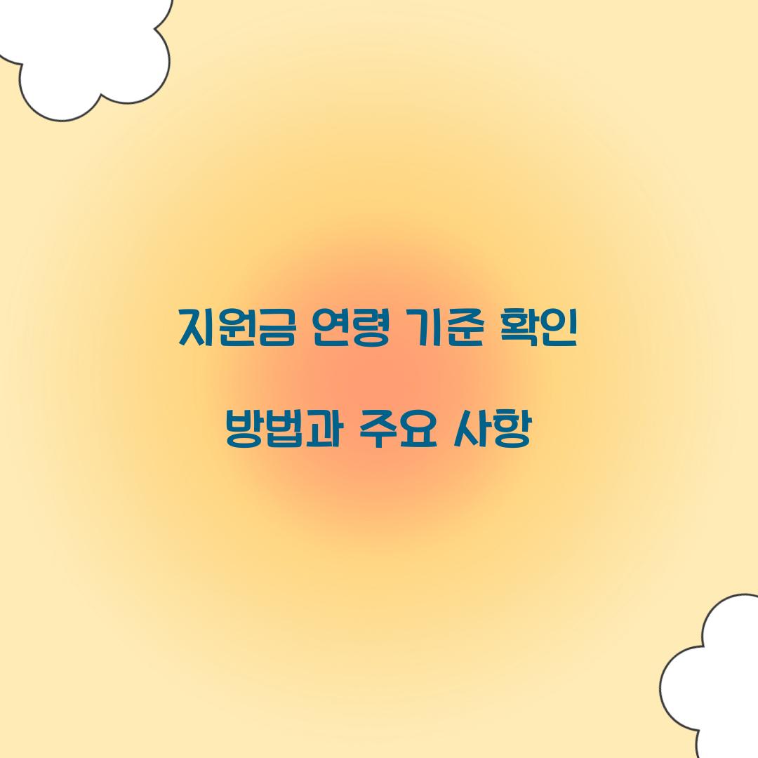 지원금 연령 기준