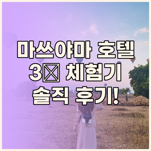 마쓰야마 3色 호텔 체험기 REF,