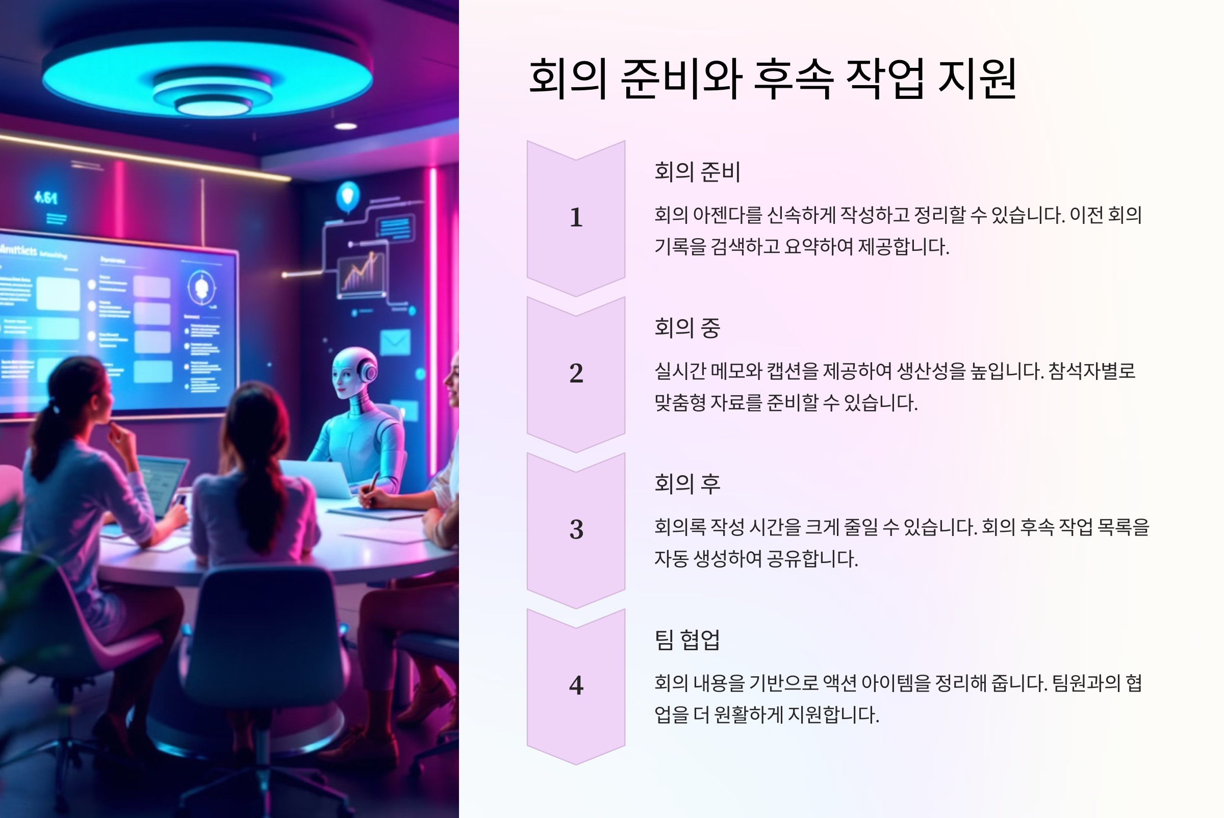 회의 준비와 후속 작업 지원