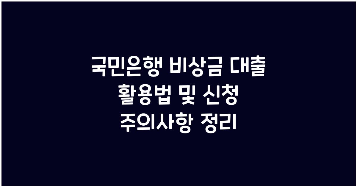 국민은행 비상금 대출