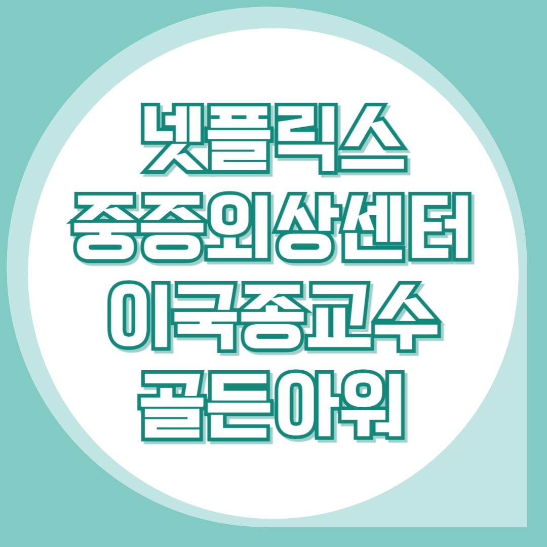 넷플릭스-중증외상센터-이국종교수