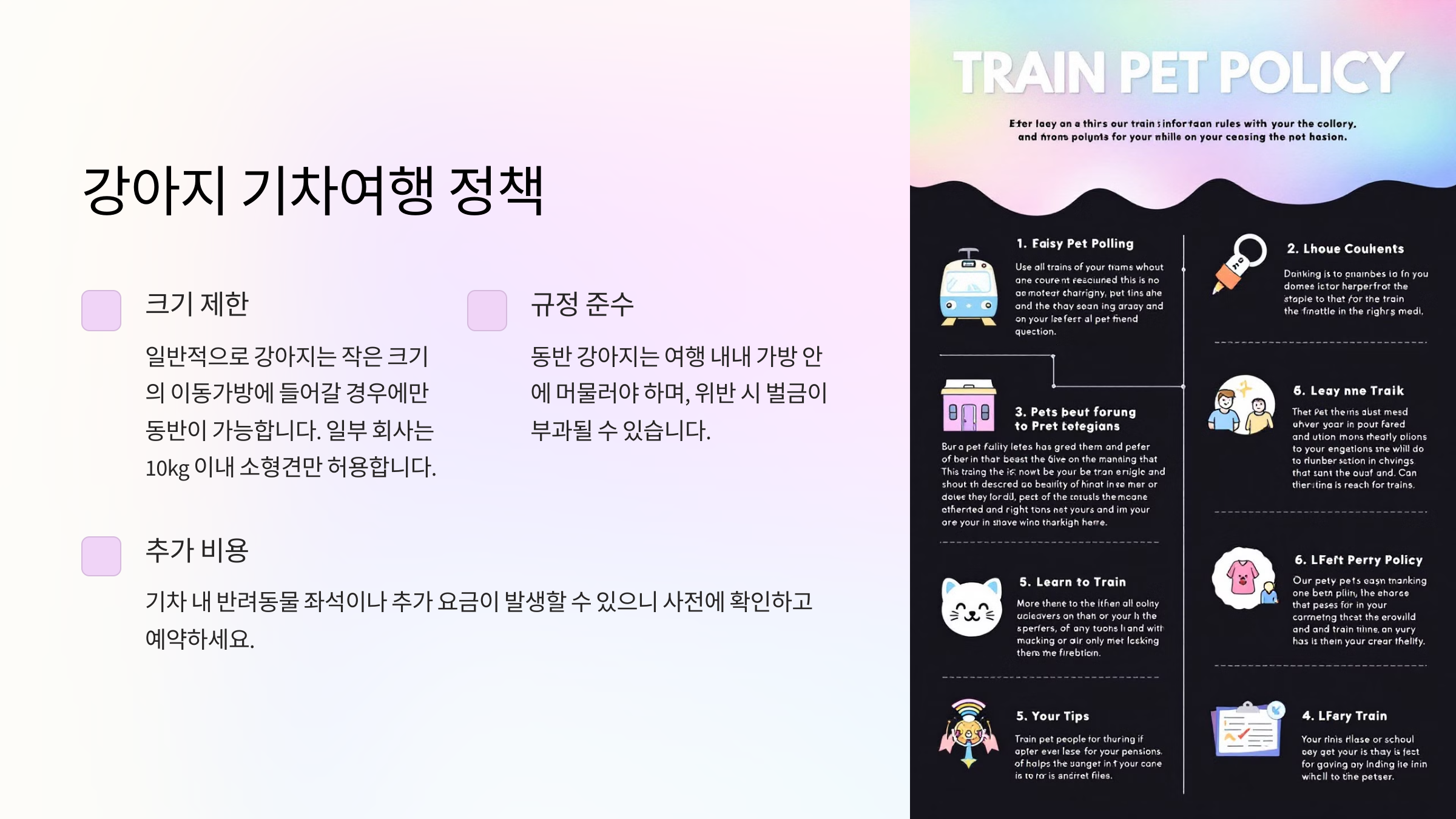 강아지 기차여행 정책