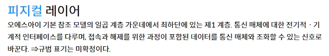 네트워크 통신 모델의 최하위 계층인 피지컬 레이어에 대한 상세 설명