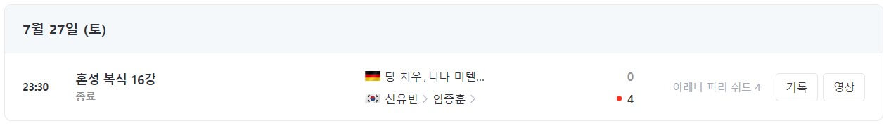 파리올림픽 탁구