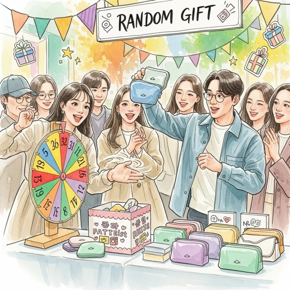 팝업스토어에서 선물 뽑기 이벤트에 참여하는 방문객들