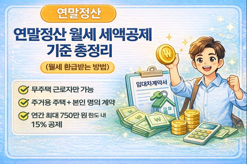 연말정산 월세 세액공제 기준 총정리 (월세 환급받는 방법)