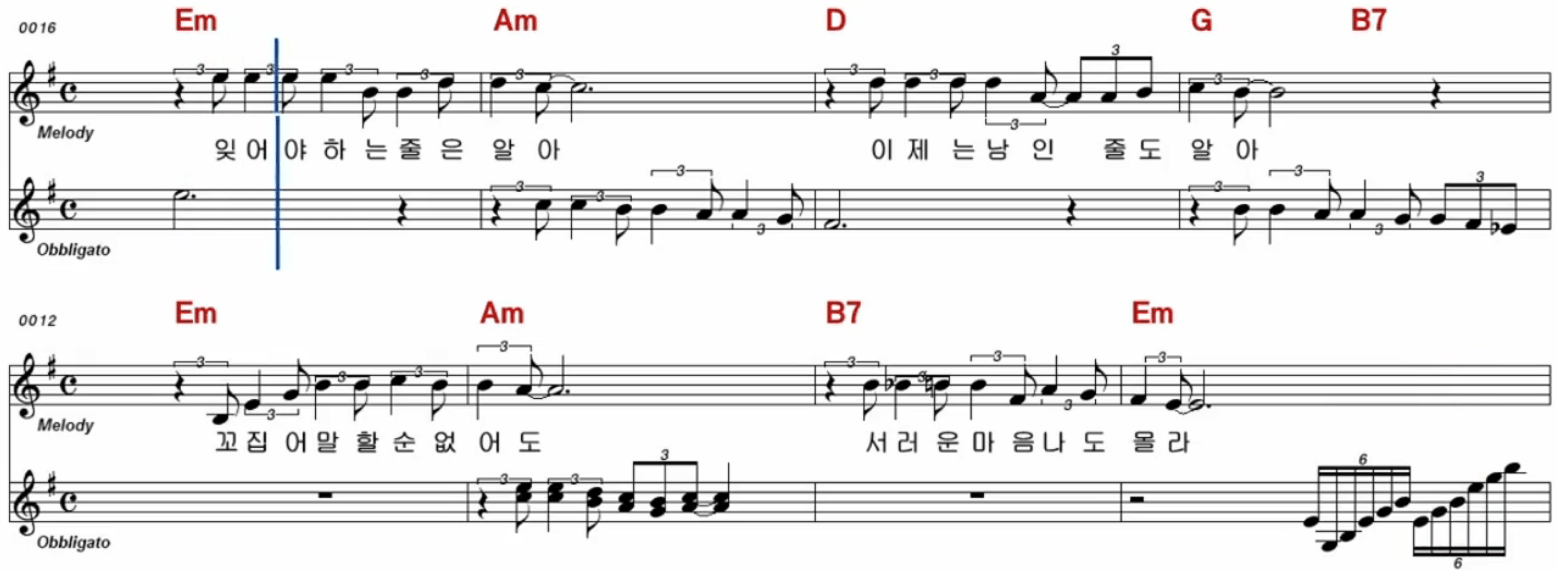 나훈아 갈무리 악보
