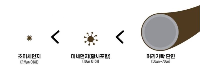 미세먼지 크기 비교 이미지