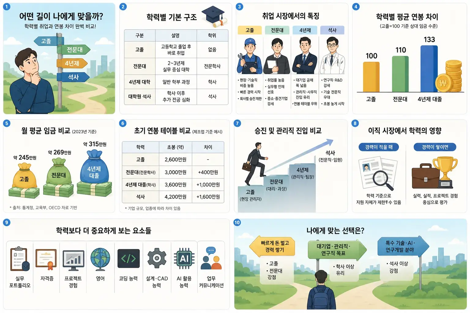 고졸&middot;전문대&middot;4년제&middot;학사&middot;석사 차이｜회사 취업과 연봉에서 실제 얼마나 차이날까