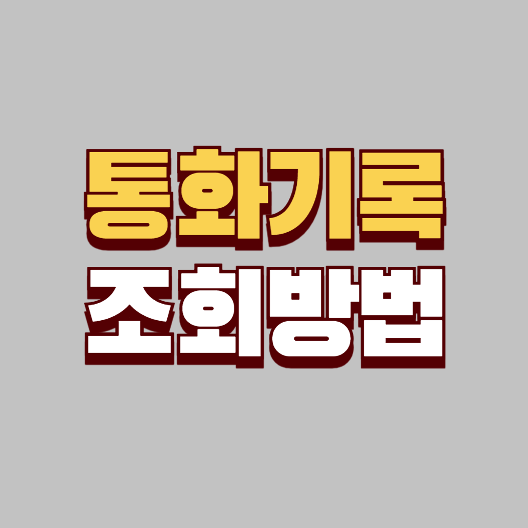 통화기록 조회 방법