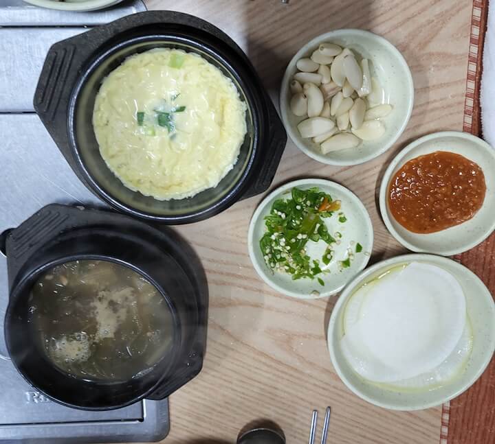 시레기국과 계란찜, 쌈무