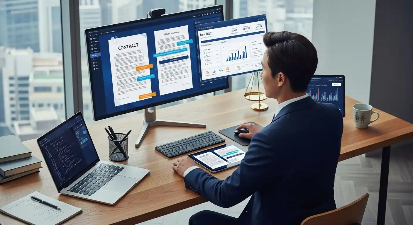 <img src="ai_tools_generate_clear_contract_documents.webp" alt="AI 도구를 활용해 계약서를 작성하며 법적 리스크를 줄이는 장면을 표현한 이미지 입니다">