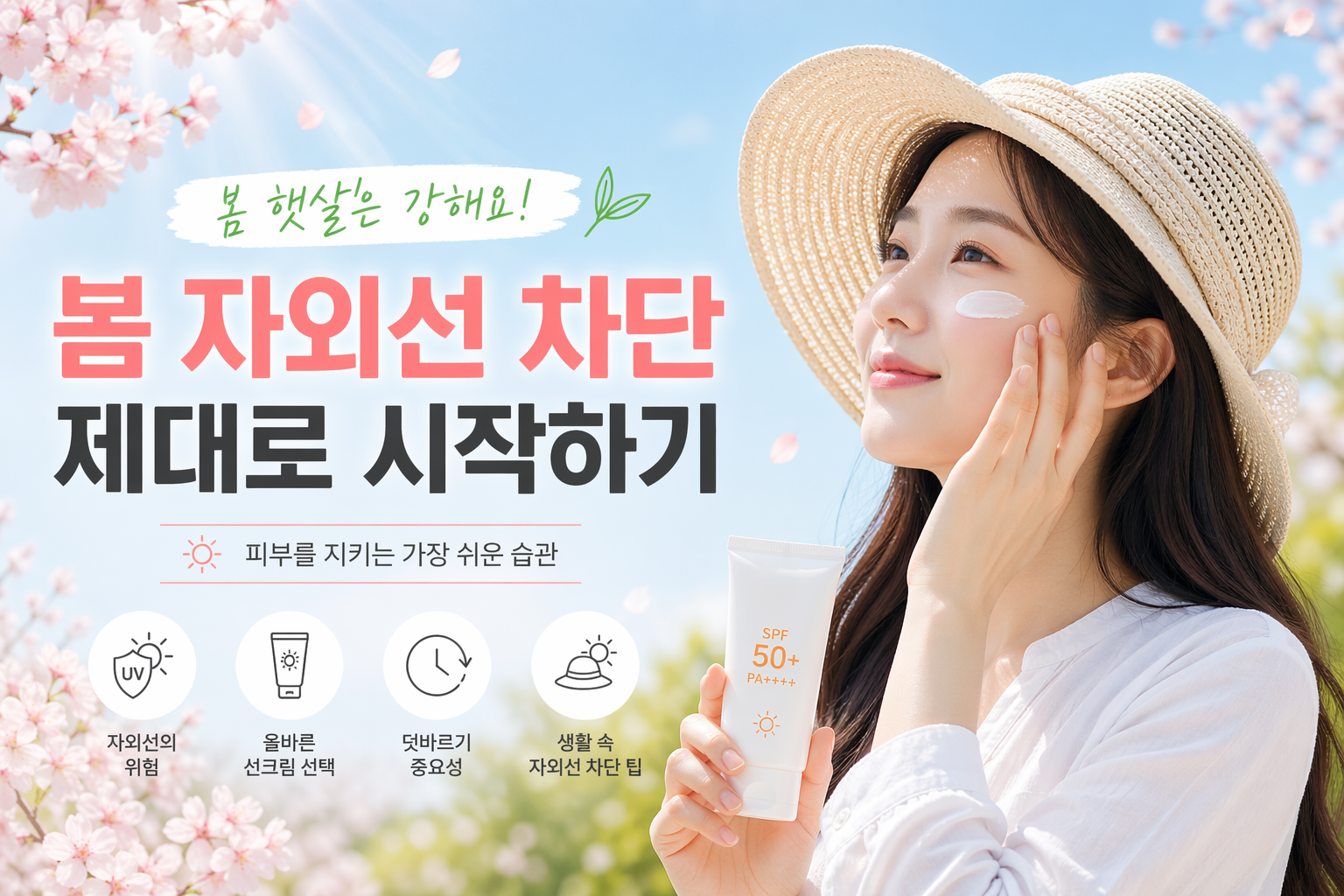 봄 자외선 차단(UVA 광노화,선크림 선택,차단습관)