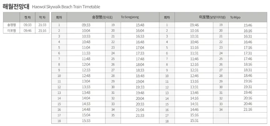 ⏰ 운행 시간표와 노선 정보
