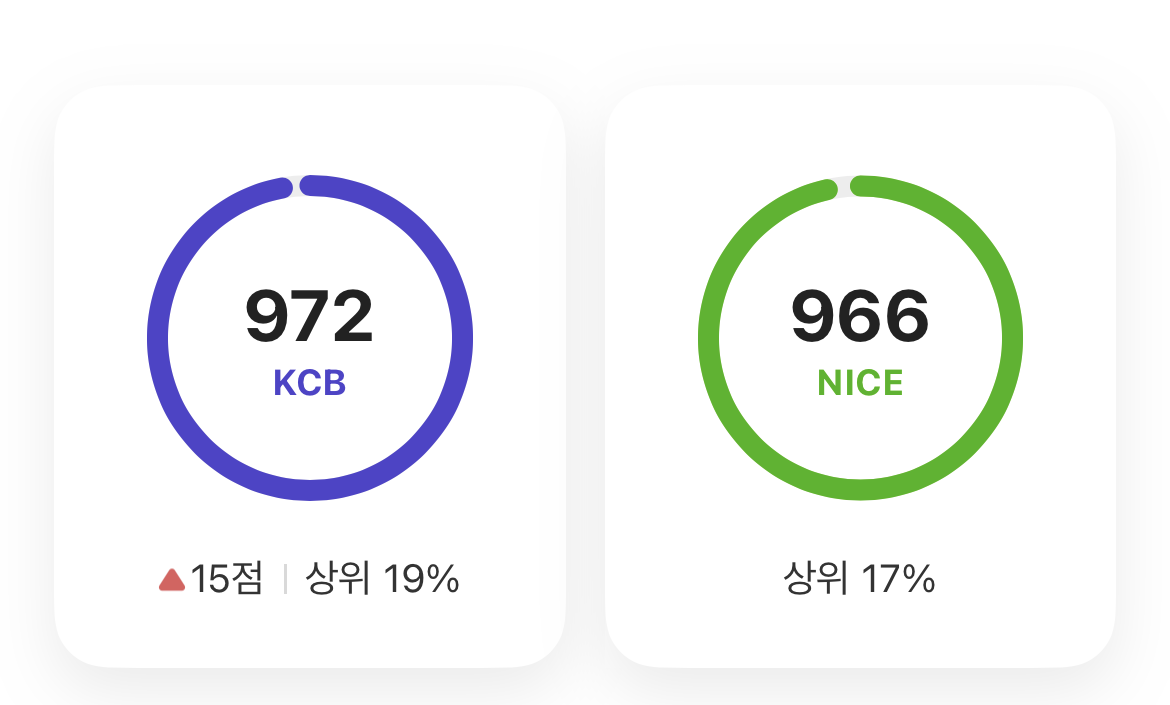 KCB와 NICE 신용점수 차이