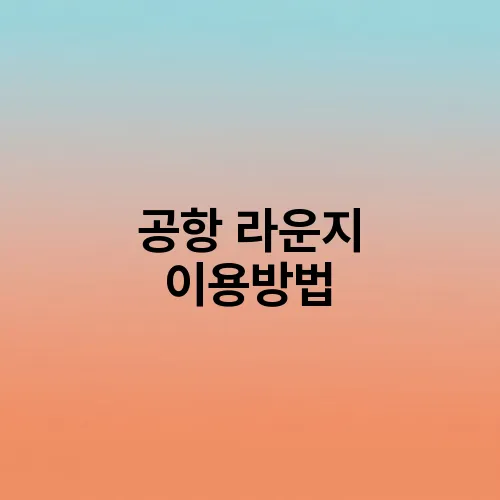 공항 라운지 이용방법