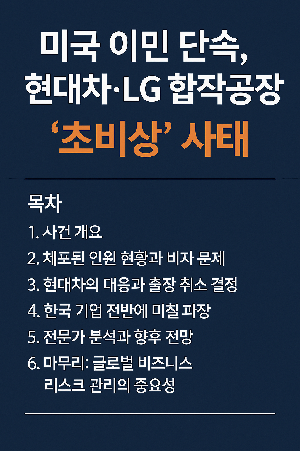 한국이민단속,현대차,엘지공장초비상