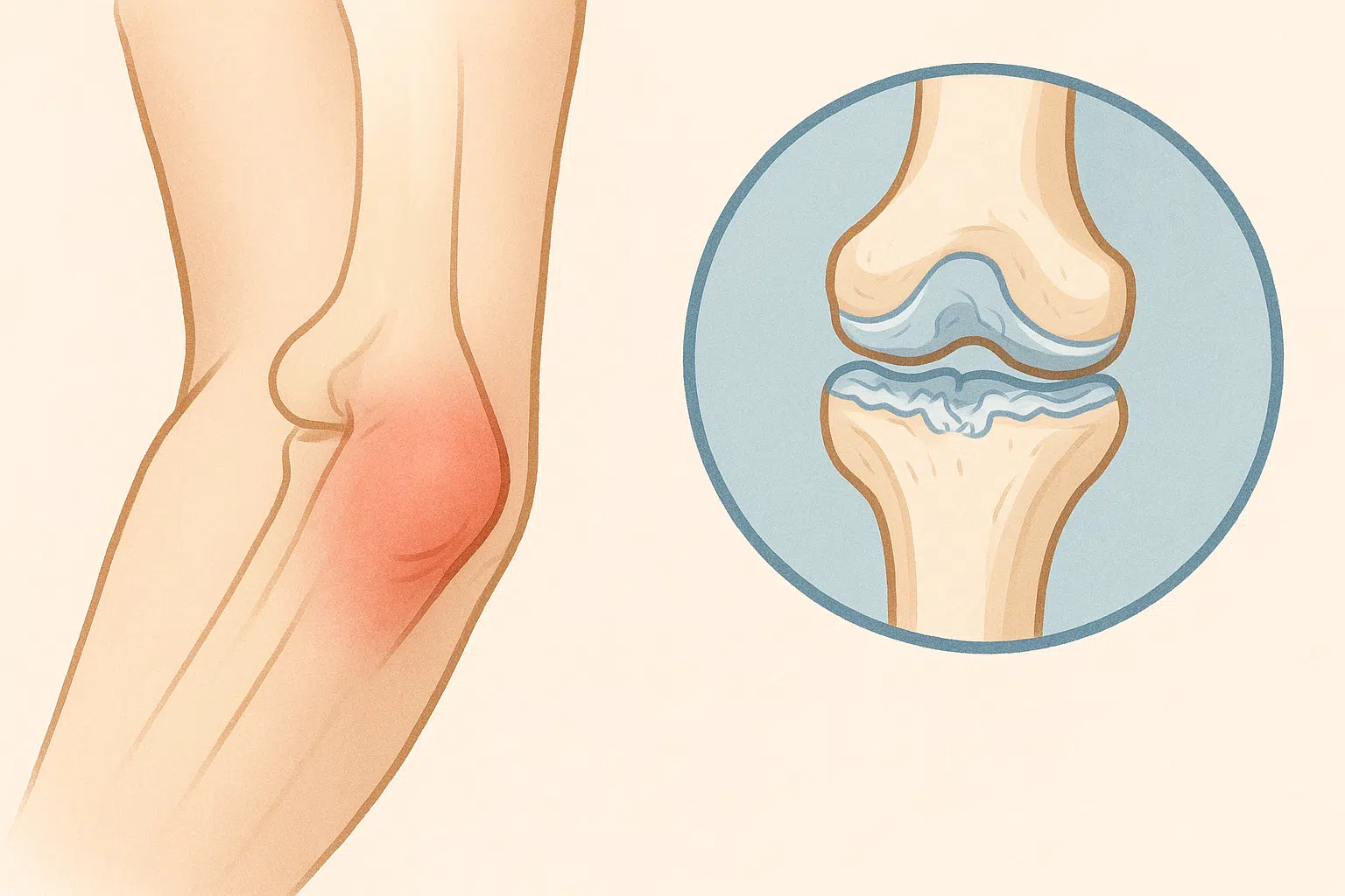 팔꿈치 뒤쪽이 붓고 열감이 있는 윤활낭염, 관절염으로 손상된 연골