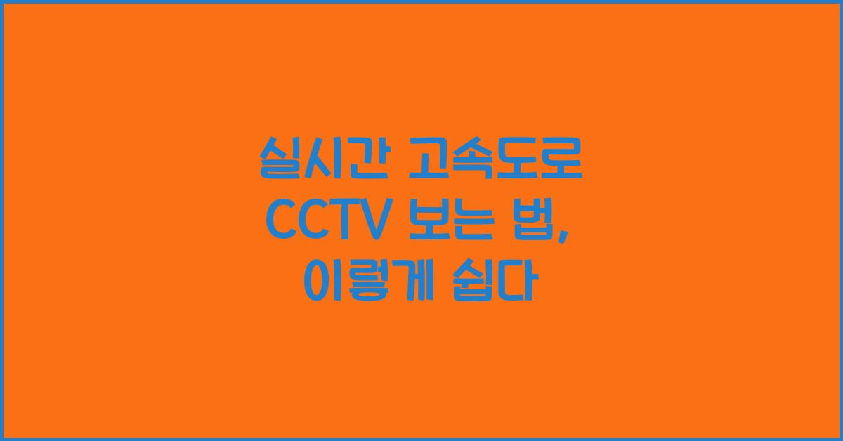 실시간 고속도로 cctv 보는 법