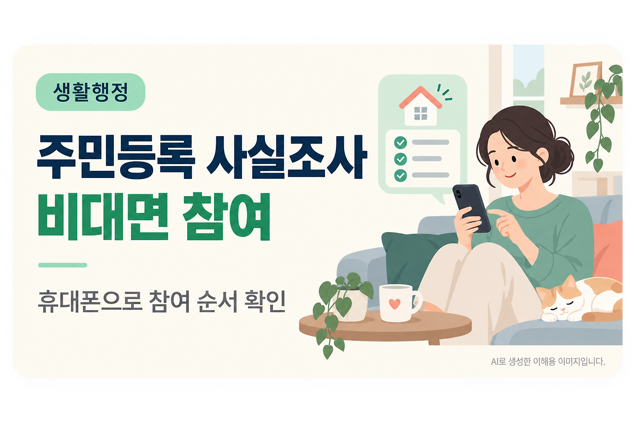 2026 주민등록 사실조사 비대면 참여와 방문조사 대상을 안내하는 글 포스터