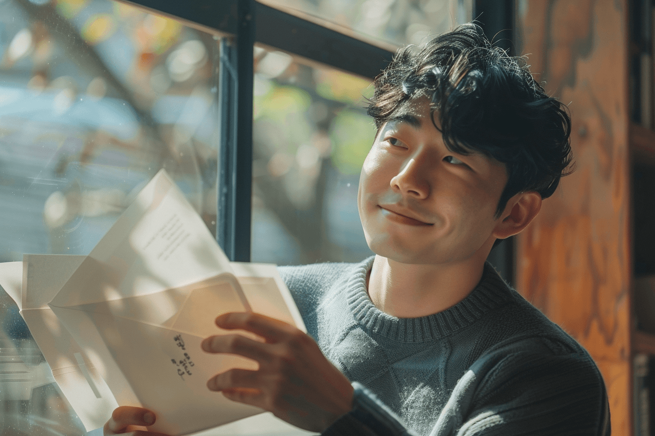 서류를-보고-미소짓는-남성