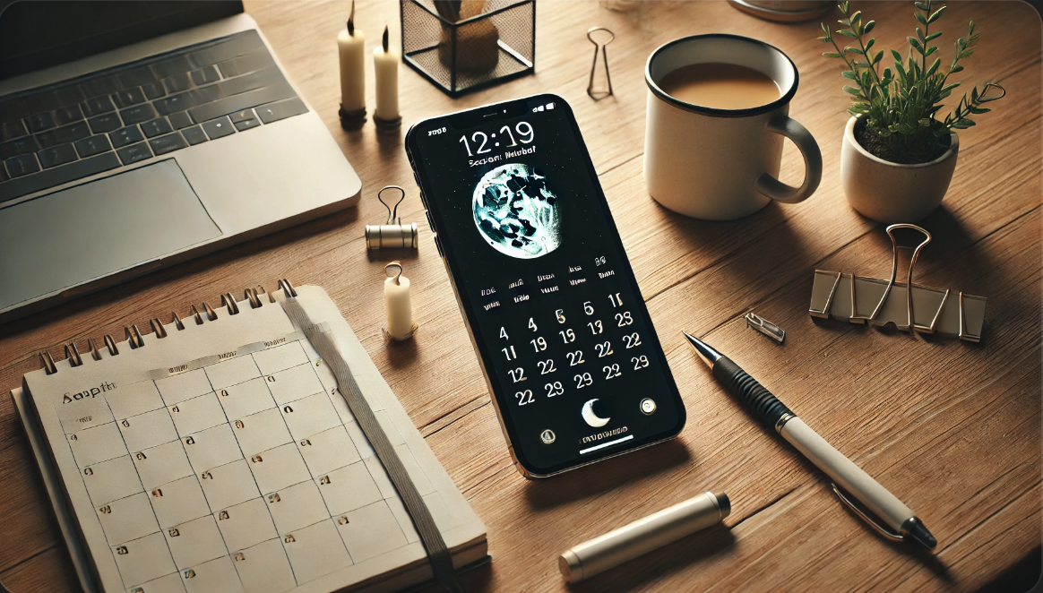 아이폰에서 음력 달력을 표시하는 사실적인 이미지