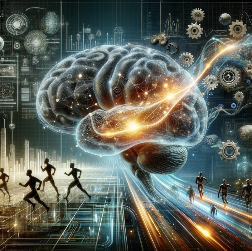 계획과 행동 사이의 다리를 놓는 뇌를 개념적으로 표현한