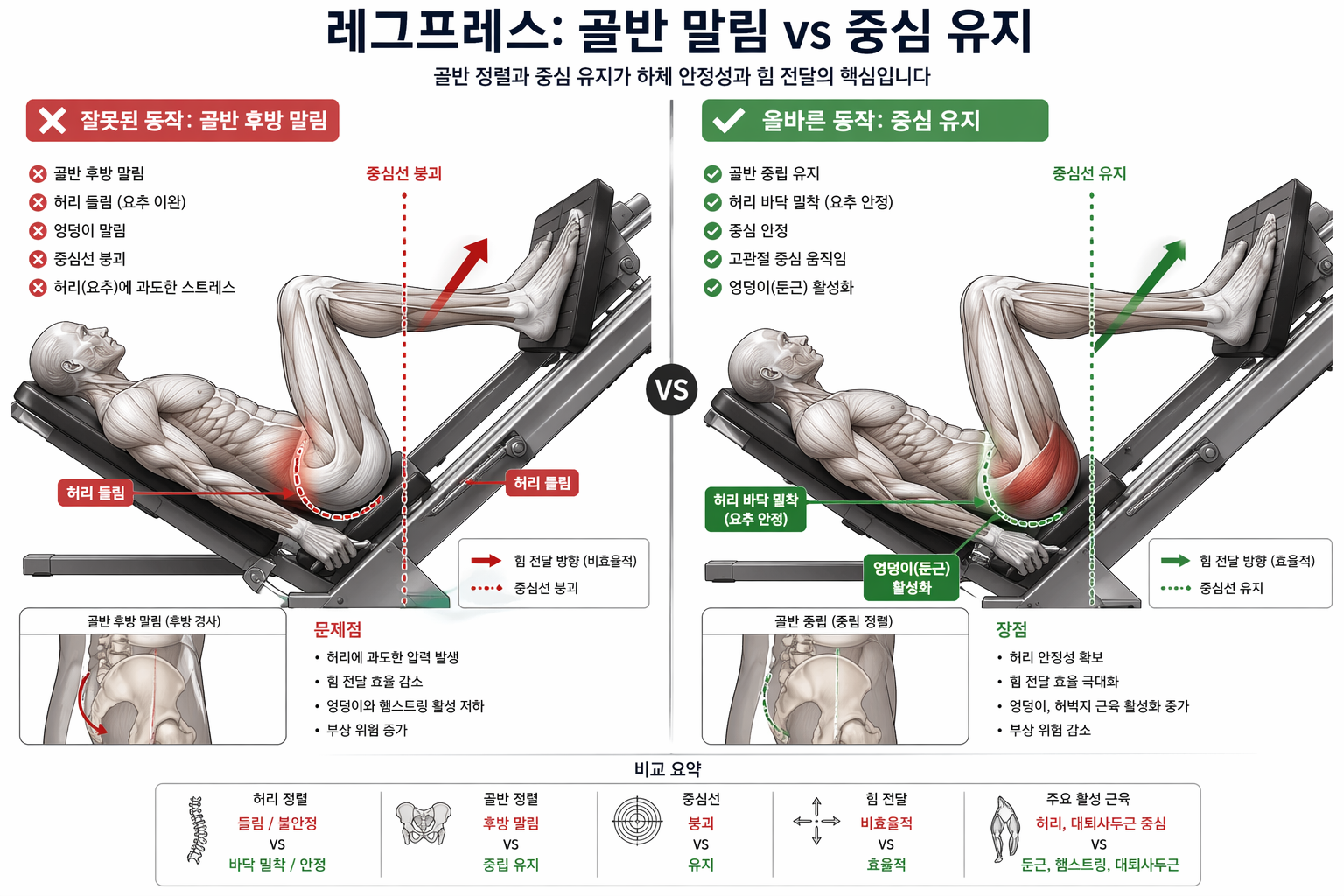 반 말림 vs 중심 유지