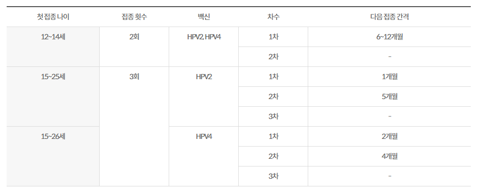 자궁경부암 접종시기