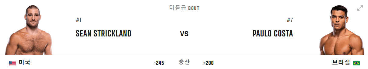 UFC302 션 스트릭랜드 VS 파울로 코스타 실시간 중계방송 보는 곳 선수정보