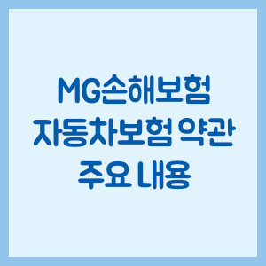 MG손해보험 자동차보험 약관 주요 내용