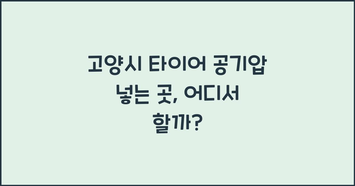 고양시 타이어 공기압 넣는 곳