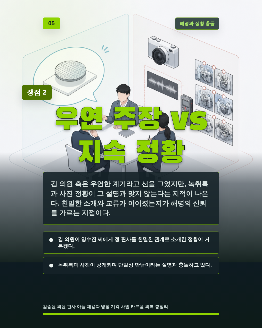 우연 주장 vs 지속 정황