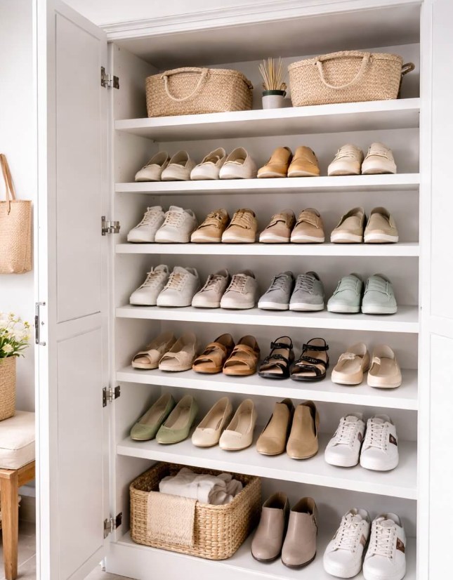 정리된 신발장 내부