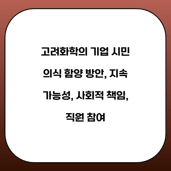 고려화학의 기업 시민 의식 함양 방안