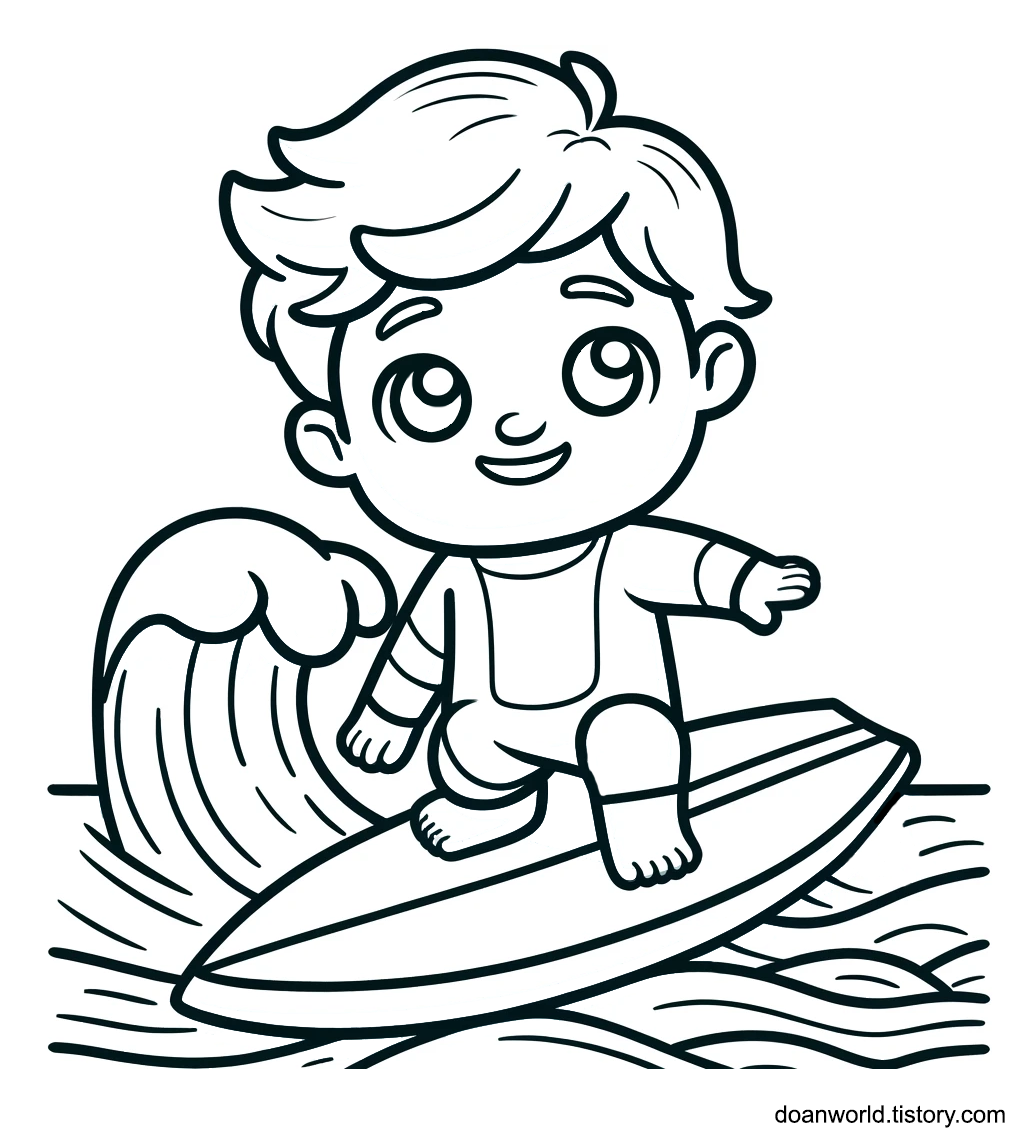 서핑 여름 색칠공부 도안