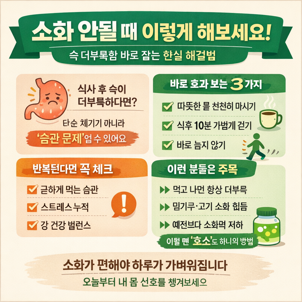 소화 안될 때 이렇게 해보세요! 속 더부룩함 해결법과 효소가 필요한 순간