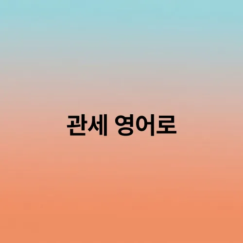 관세 영어로