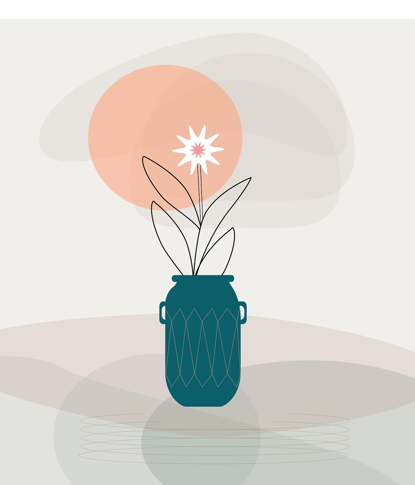 화병과 꽃 ( 심플한 미니멀 이미지)