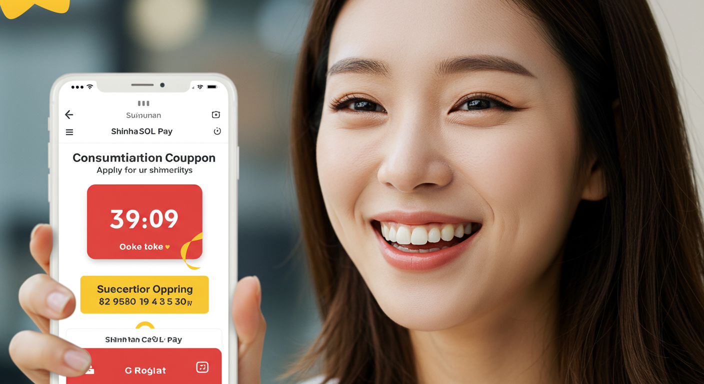 신한카드 SOL페이 앱으로 소비쿠폰을 성공적으로 신청하여 기뻐하는 모습
