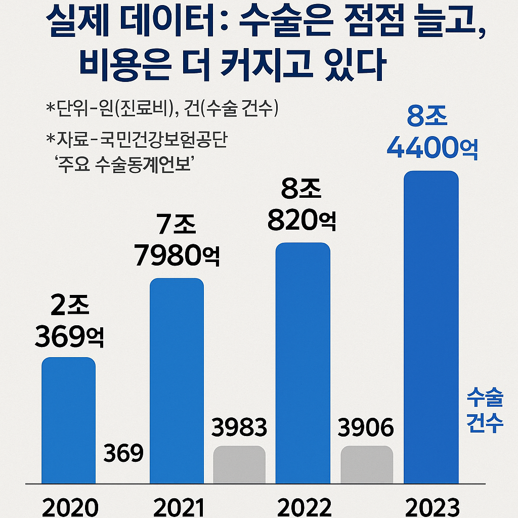 실제 데이터 - 수술은 점점 늘고, 비용은 더 커지고 있다